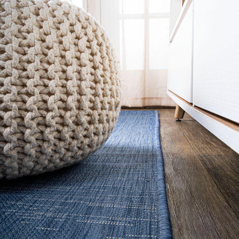 2' x 8' Tavira Modern Strie' Indoor/Outdoor Runner Rug, Blue/Beige - JONATHAN Y