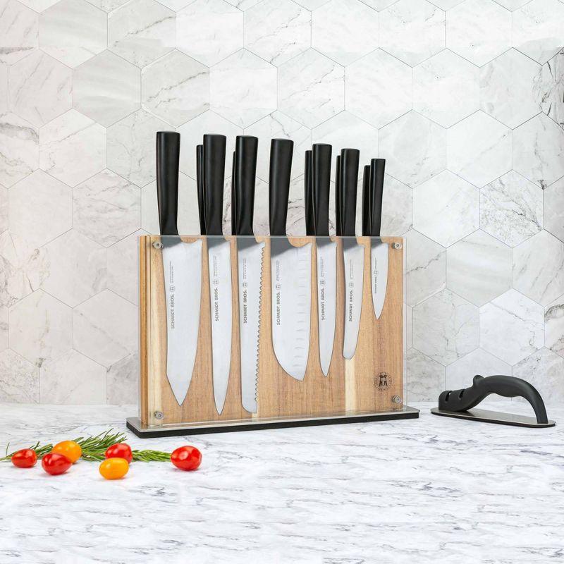 Schmidt Brothers Cutlery Carbon 6 15pc Knife Block Set: Stainless Steel Kitchen Knives, Serrated Blades, Hand Wash