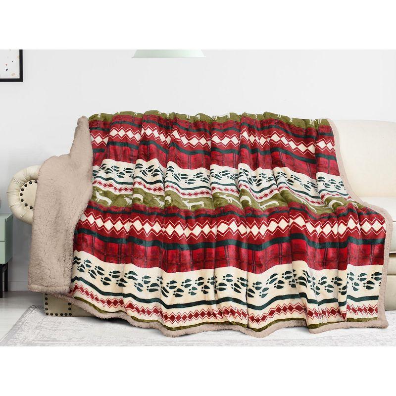 Christmas Sherpa Fleece Reversible Throw Blanket, 90" x 90"