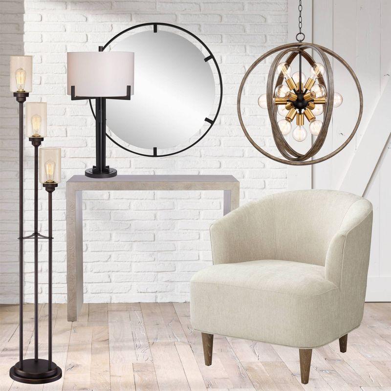 Uttermost Starbird Round Vanity Decorative Wall Mirror Modern Black Metal Openwork Framed 30" Wide for Bathroom Bedroom Living Room Home Office House