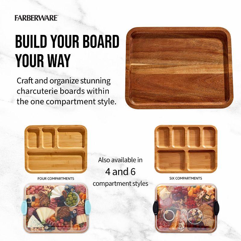 Farberware Farberware Snacklebox 11-Compartment Organizer with Plastic Locking Lid and Black Handles, 11x16 Inches