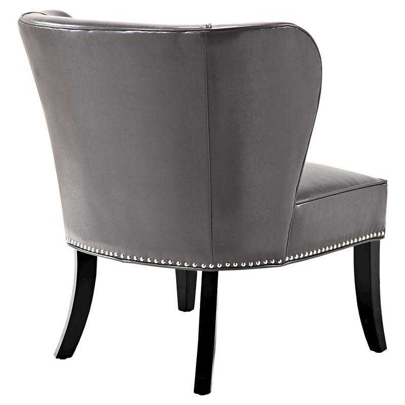 Elegant Gray Faux Leather Armless Accent Chair with Silver Nailhead Trim