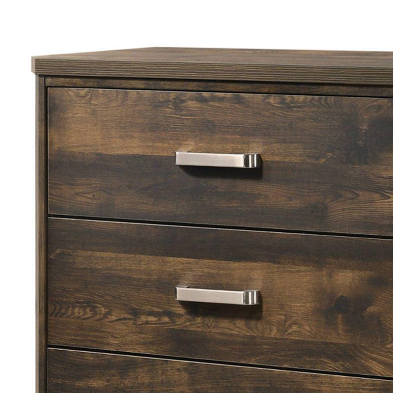 Elettra 5-Drawer Chest in Rustic Walnut with Sleek Rectangular Pulls