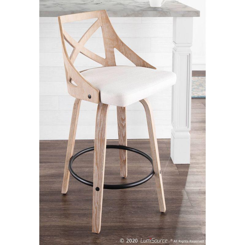 Set of 2 25.5" Charlotte Farmhouse Counter Height Barstools Cream - LumiSource: Wood Frame, Polyester Upholstery, Swivel Seat