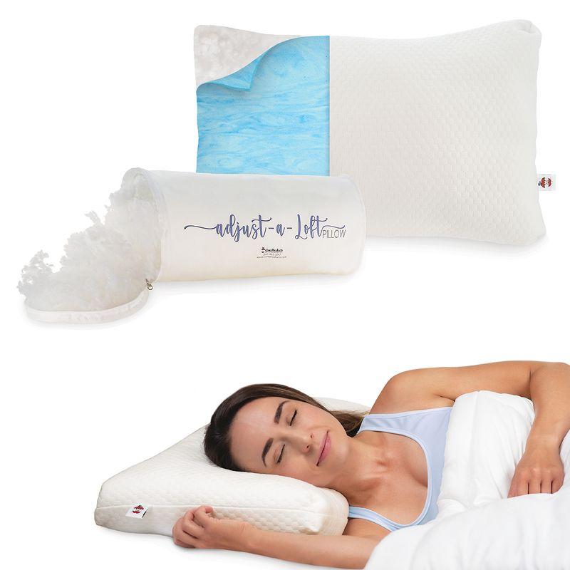 Core Products Adjust-A-Loft Fiber Adjustable Comfort Pillow with Cooling Memory Foam Insert, Standard Size