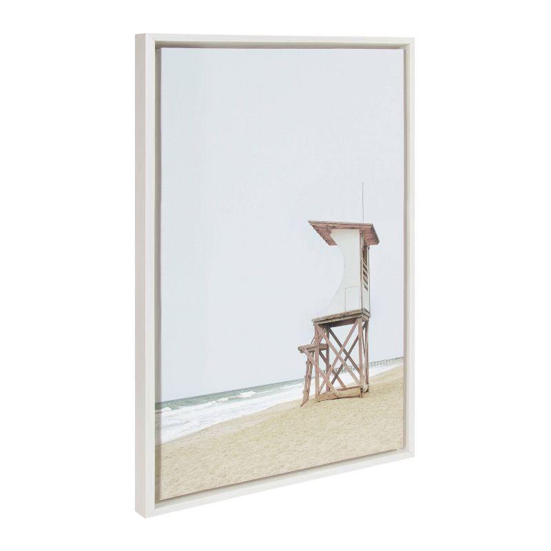 Sylvie Wood Ocean Beach Lifeguard Tower Framed Wall Canvas - Kate & Laurel All Things Decor