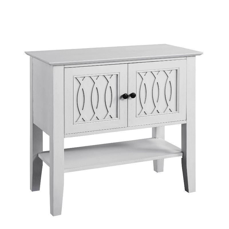 Naples Transitional White Wood Server with Overlapping Ring Design