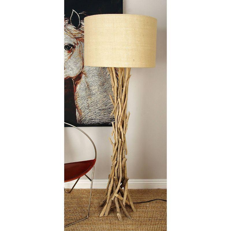 Rustic Floor Lamp Beige - Olivia & May: Natural Driftwood Design, Indoor Use, E26, 59" Post