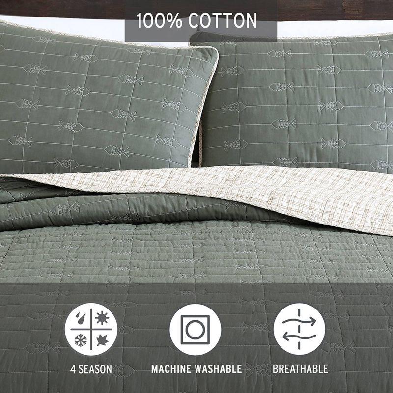 Eddie Bauer Eddie Bauer Troutdale Green Cotton Reversible Quilt Set