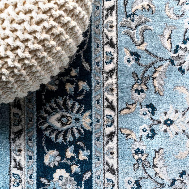 4'x 6' Palmette Modern Persian Floral Area Rug, Blue/Navy - JONATHAN Y