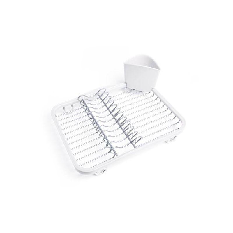 White Metal In-Sink Dish Rack with Utensil Cup