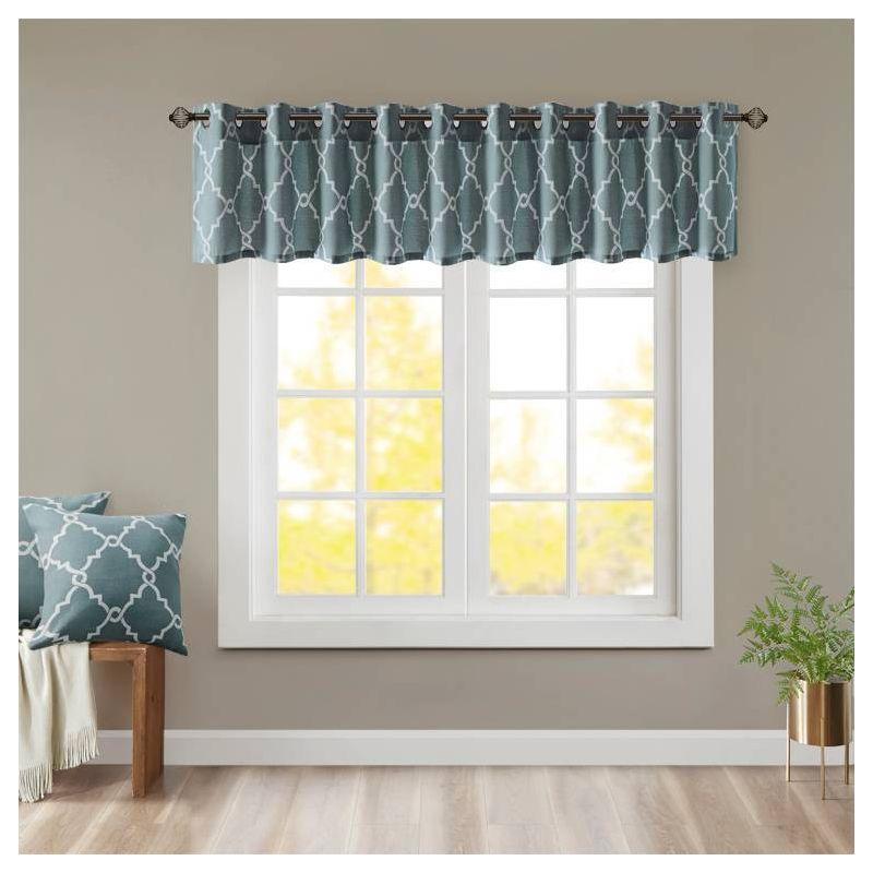 Madison Park Saratoga Fretwork Print Grommet Top Single Window Valance