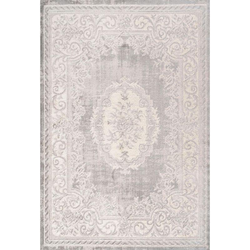 4'x6' Rosalia Cottage Medallion Area Rug, Ivory/Gray - JONATHAN Y