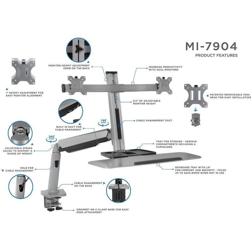 Mount-It! Stand Up Workstation with Dual Monitor Mount | Standing Desk Converter with Height Adjustable Keyboard & Counterbalance Monitor Arm