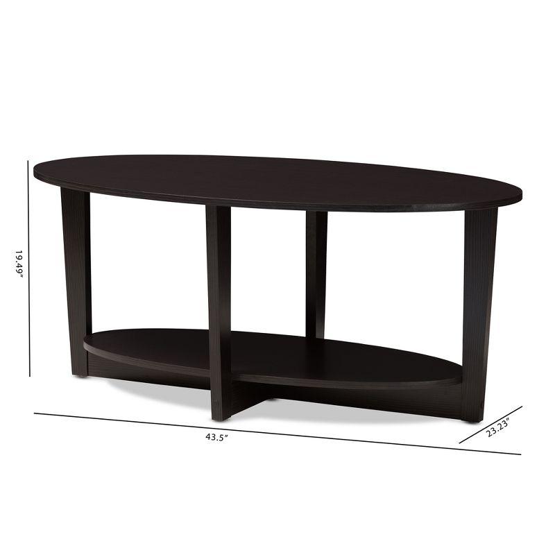 Jacintha Modern Coffee Table with Storage Shelf: Wenge Brown - Baxton Studio