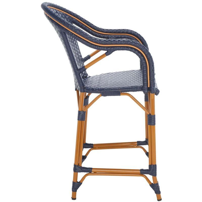 California Counter Stool With Arms - Indoor/Outdoor - PAT7533 - Navy - Safavieh