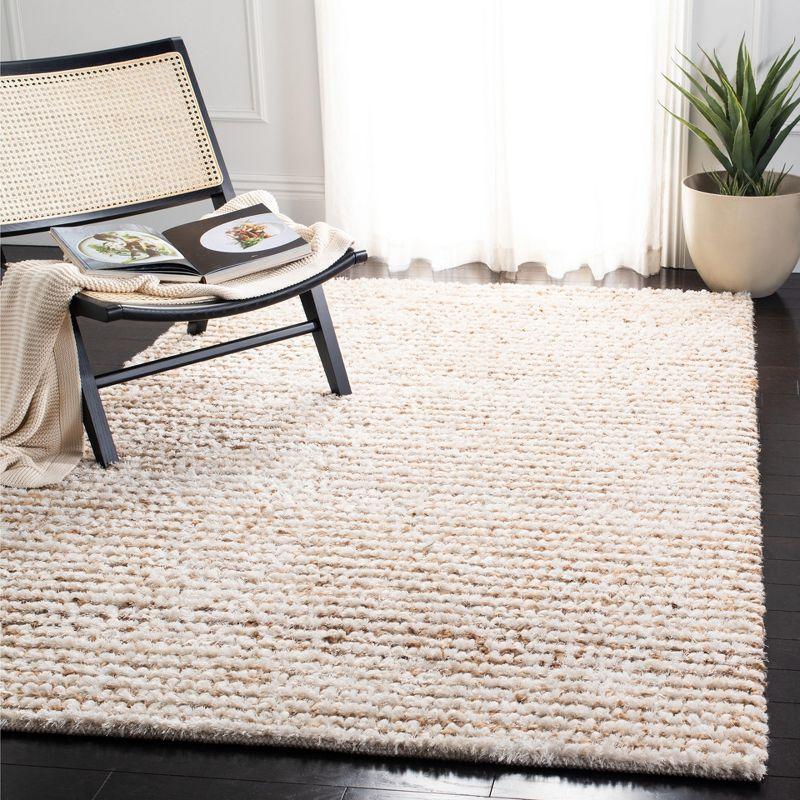 Luxurious Hand-Tufted Shag Wool Area Rug, White Beige, 6' x 9'