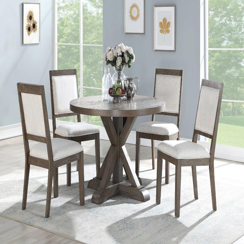 48" Molly Round Dining Table Gray - Steve Silver Co.: Contemporary Style, Textured Wood Veneer, Seats 4