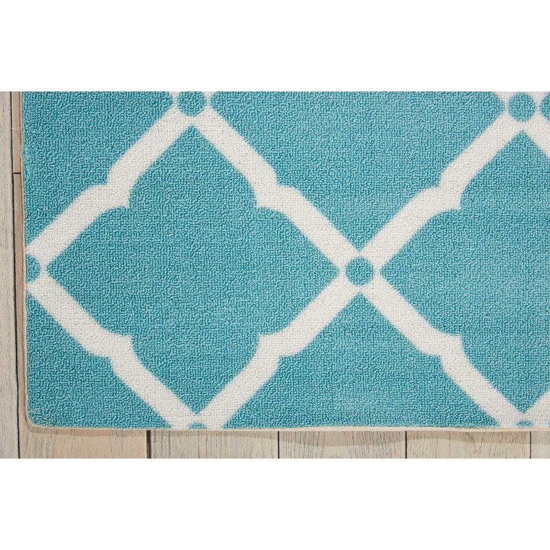 Aqua Floral Bliss 5' x 7' Synthetic Indoor/Outdoor Area Rug