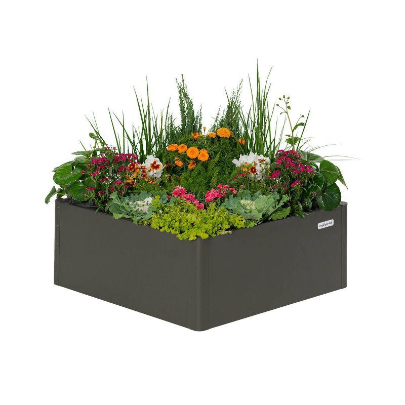 Urban Charcoal Tall Modern Rectangular Metal Raised Garden Bed