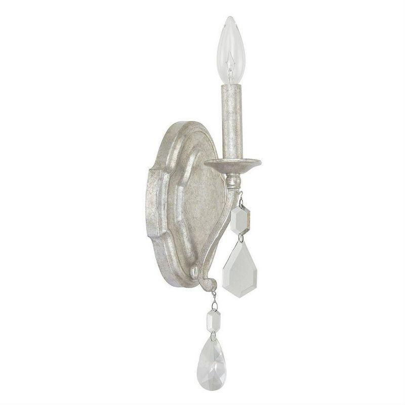 Antique Silver Crystal Embellished Wall Sconce