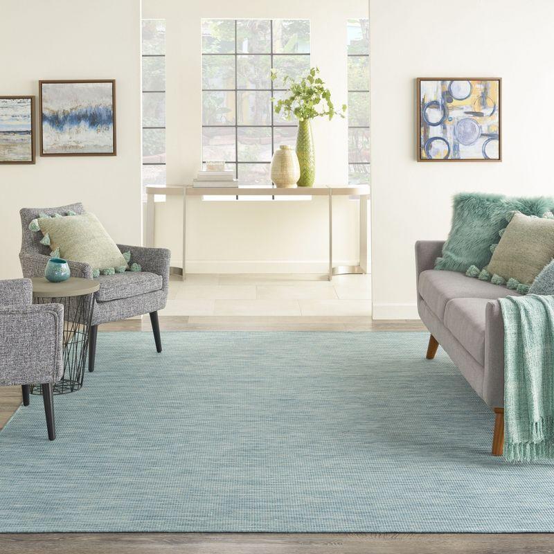 Aqua Flat Woven 8' x 10' Synthetic Rectangular Area Rug