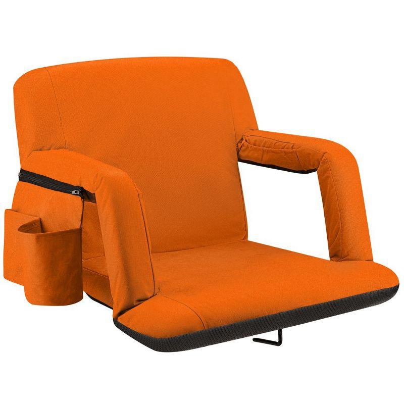 Orange Waterproof Reclining Stadium Seat with Armrests