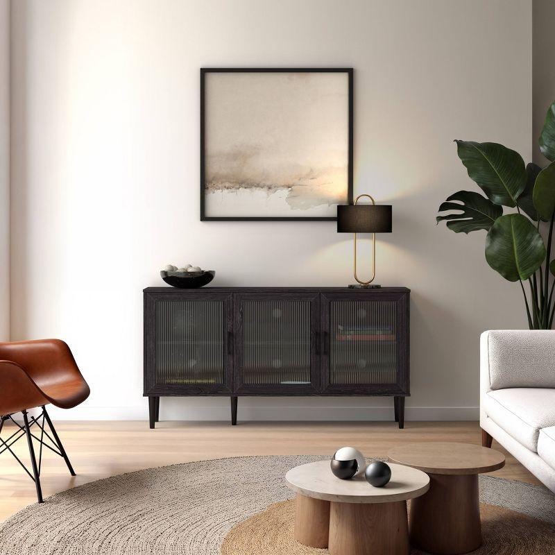 CorLiving Onyx 3 Door Sideboard Buffet Black