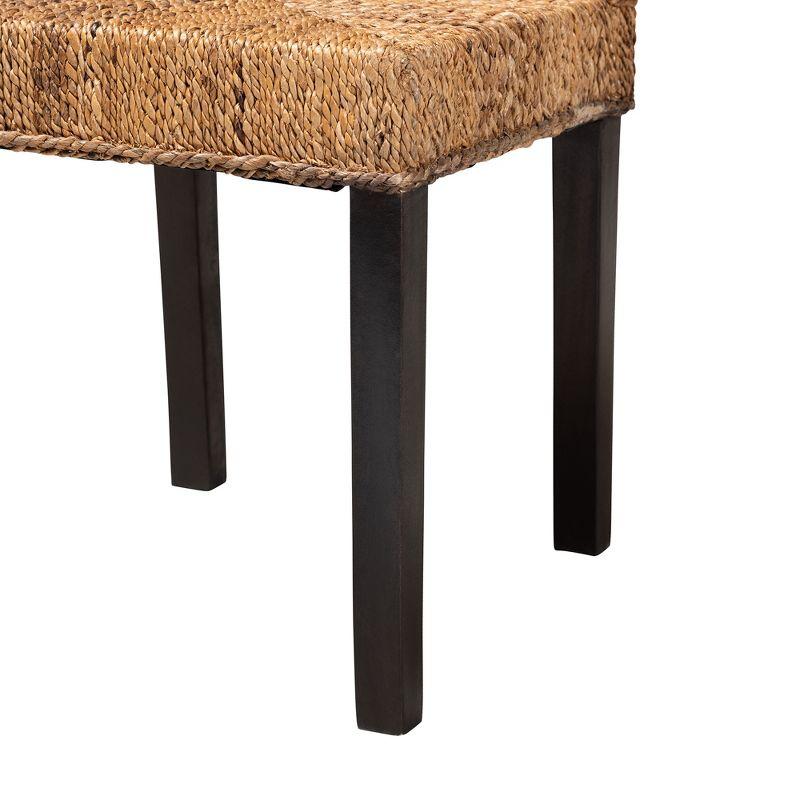 bali & pari Laymi Modern Bohemian Dark Brown Mahogany Wood and Seagrass Dining Chair