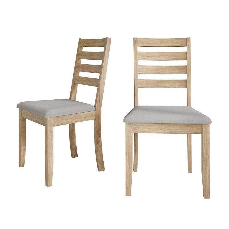 Natural Oak Upholstered Ladderback Side Chair Set