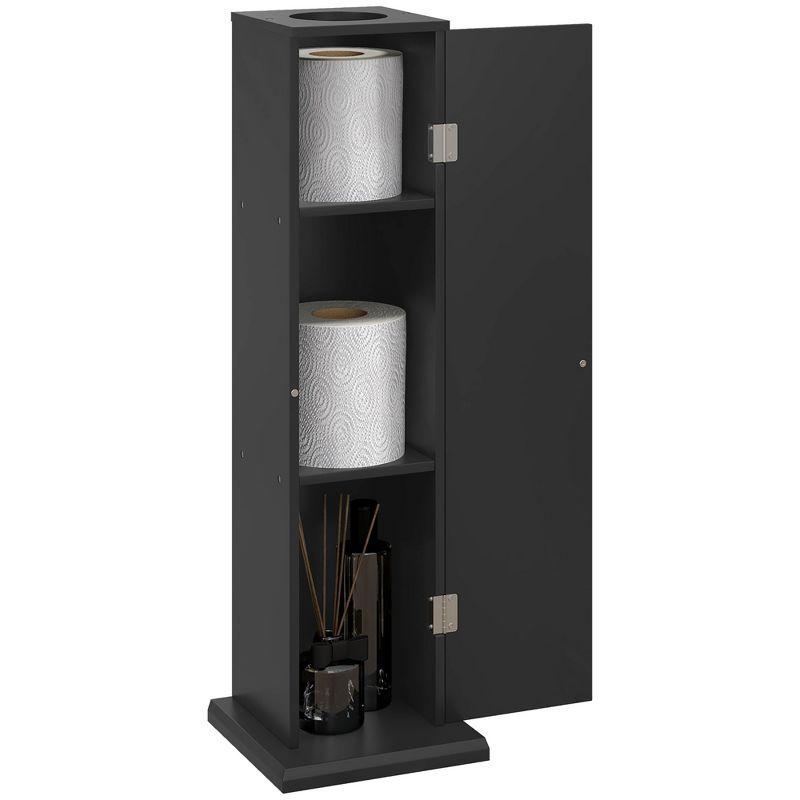 Black Corner Bathroom Storage Cabinet with Doors and Shelves