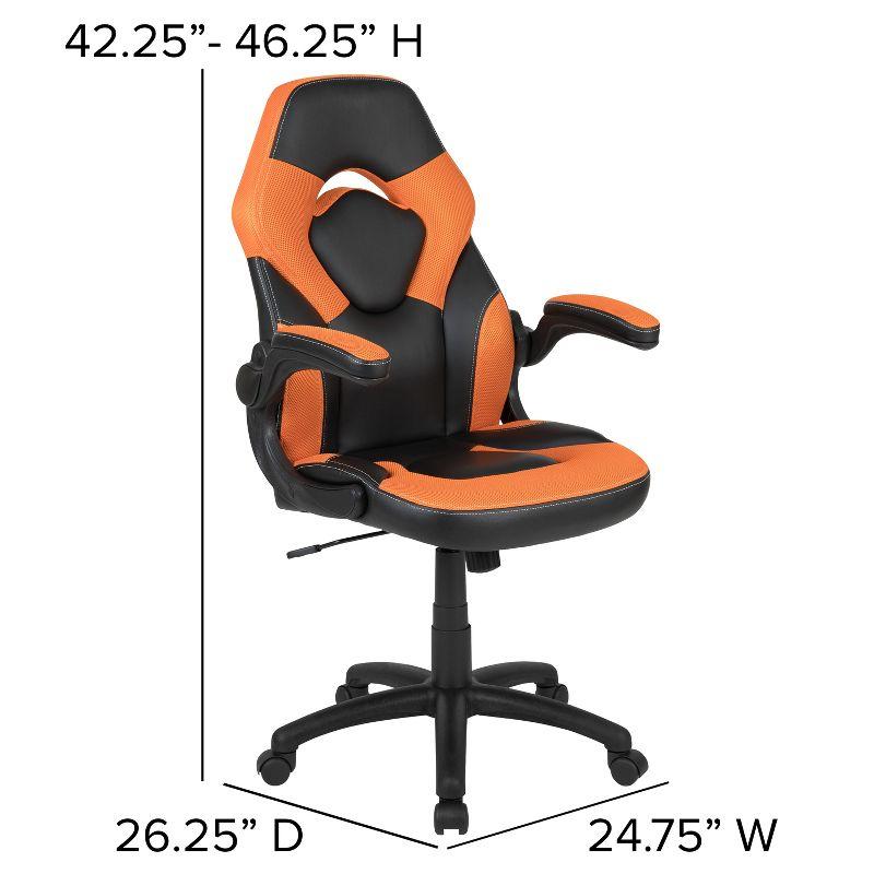 Black Nylon High-Back Ergonomic Gaming Chair with Flip-Up Arms