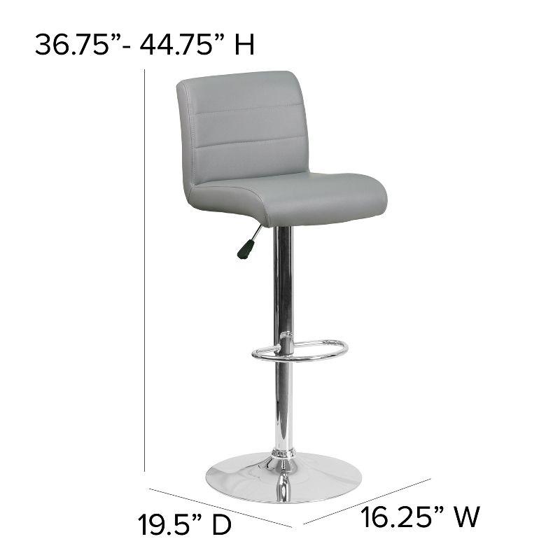 Flash Furniture Contemporary Vinyl Adjustable Height Barstool with Rolled Seat and Chrome Base