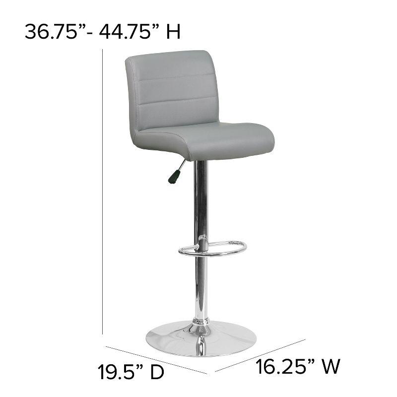 Gray Adjustable Height Swivel Bar Stool with Vinyl Seat