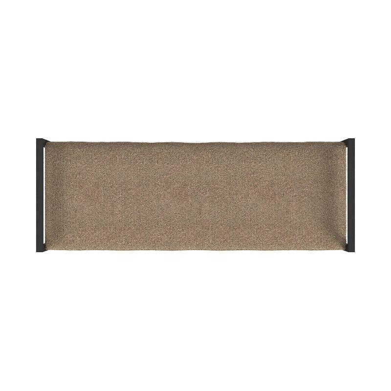 Modern Metal Faux Shearling Bench Brown - HomePop