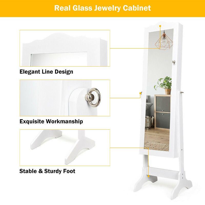 Costway Mirrored Jewelry Cabinet Organizer Storage Box White