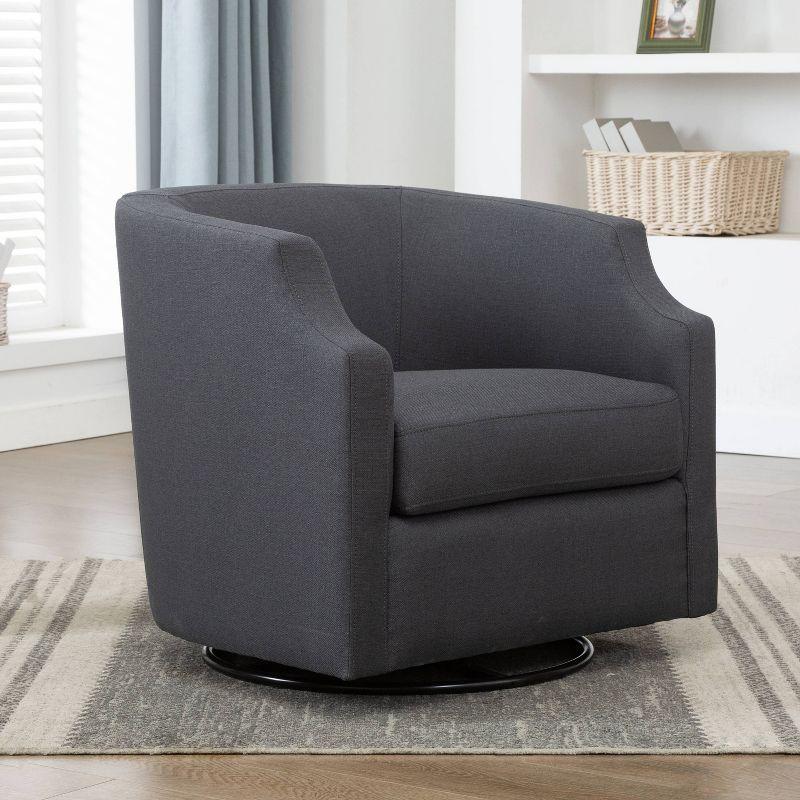 Infinity Ashen Gray Polyester Swivel Barrel Accent Chair