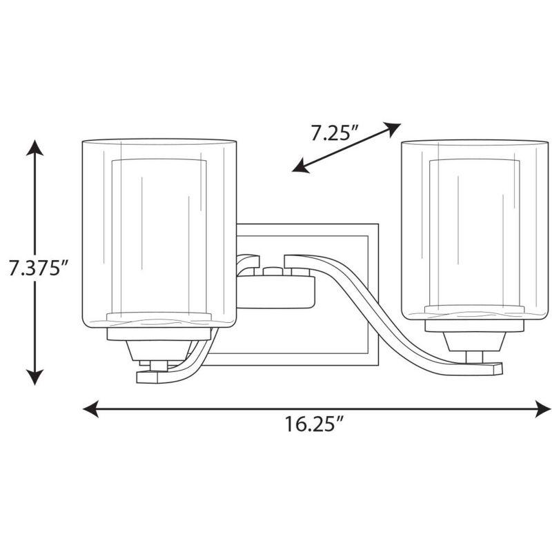 Brushed Nickel 2-Light Wall Sconce with Etched Glass Shades