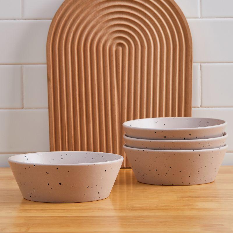 Stone Lain Jade 16-Piece Stoneware Dinnerware Set, Service for 4, Taupe