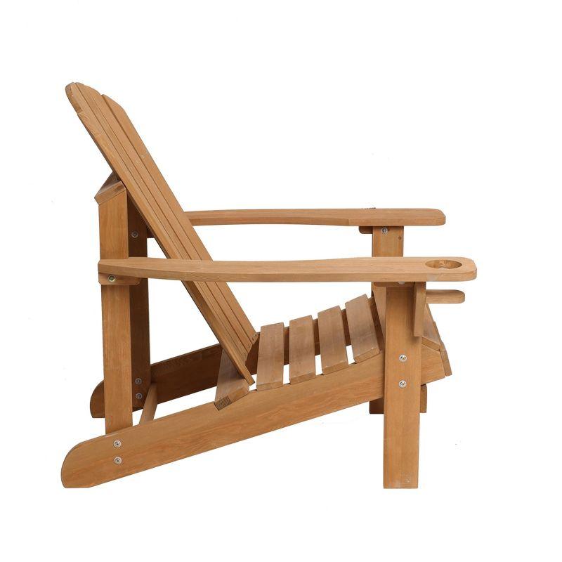 Solid Wood Spacious Adirondack Chair with Cup Holder