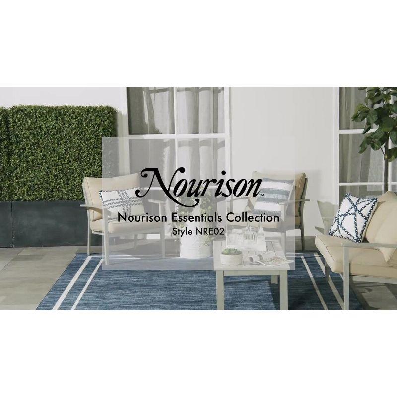 Nourison Essentials Solid Bordered Low Pile Indoor Outdoor Area Rug 5' x 7' Grey/Ivory