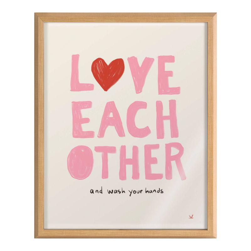 16" x 20" Blake Love Each Other by Kelly Knaga Framed Printed Glass Natural - Kate & Laurel All Things Decor