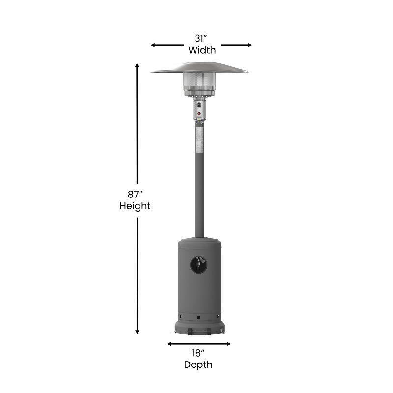 Flash Furniture Sol Patio Outdoor Heating-Stainless Steel 40,000 BTU Propane Heater with Wheels for Commercial & Residential Use-7.5 Feet Tall