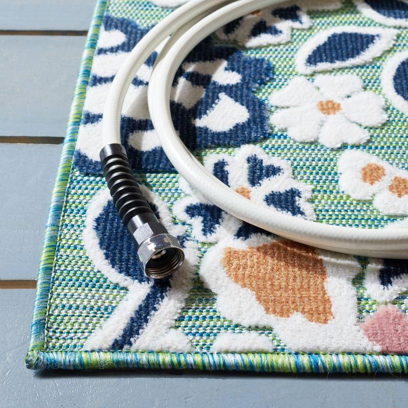 Cabana CBN485 Power Loomed UV Resistant Indoor/Outdoor Area Rug - Green/Navy - 8'x10' - Safavieh