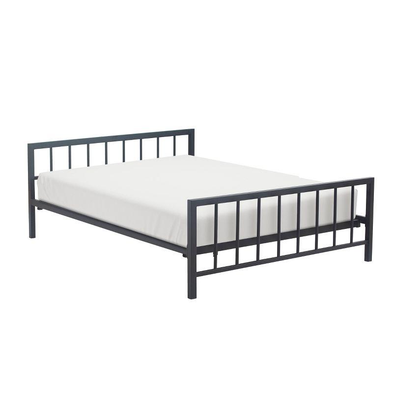 ClickDecor Evans Platform Bed Frame with Matte Black Metal Headboard