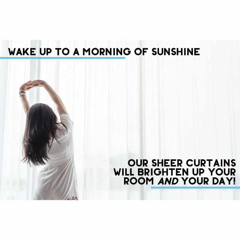 HLC.ME Semi Sheer Voile Light Filtering Transparent Window Curtain Grommet Panels - Set of 2 - Beige, 54 W x 72 L