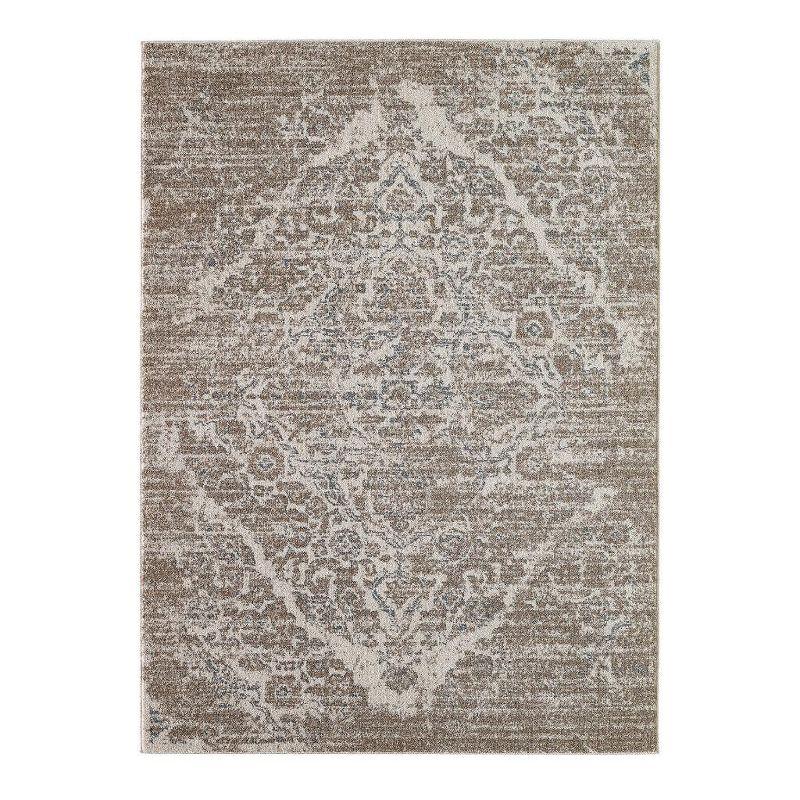 Luxe Weavers Victoria Collection Beige 5x7 Floral Area Rug
