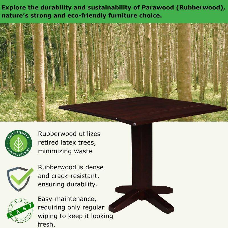 36" Sanders Square Dual Dining Table Rich Mocha - International Concepts: Solid Wood, 4-Seater Kitchen Table