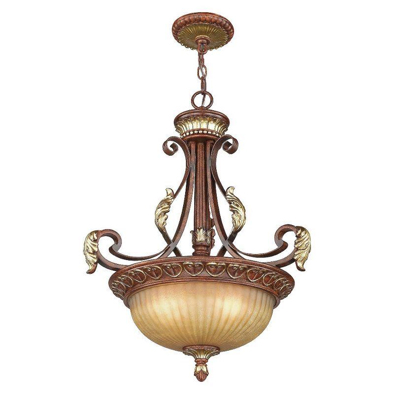 Villa Verona 3-Light Bronze and Glass Pendant