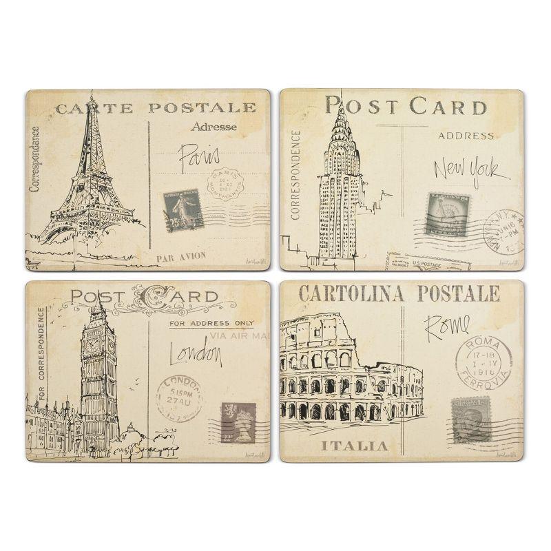 Pimpernel Postcard Sketches Placemats S/4 15.7 X 11.7"